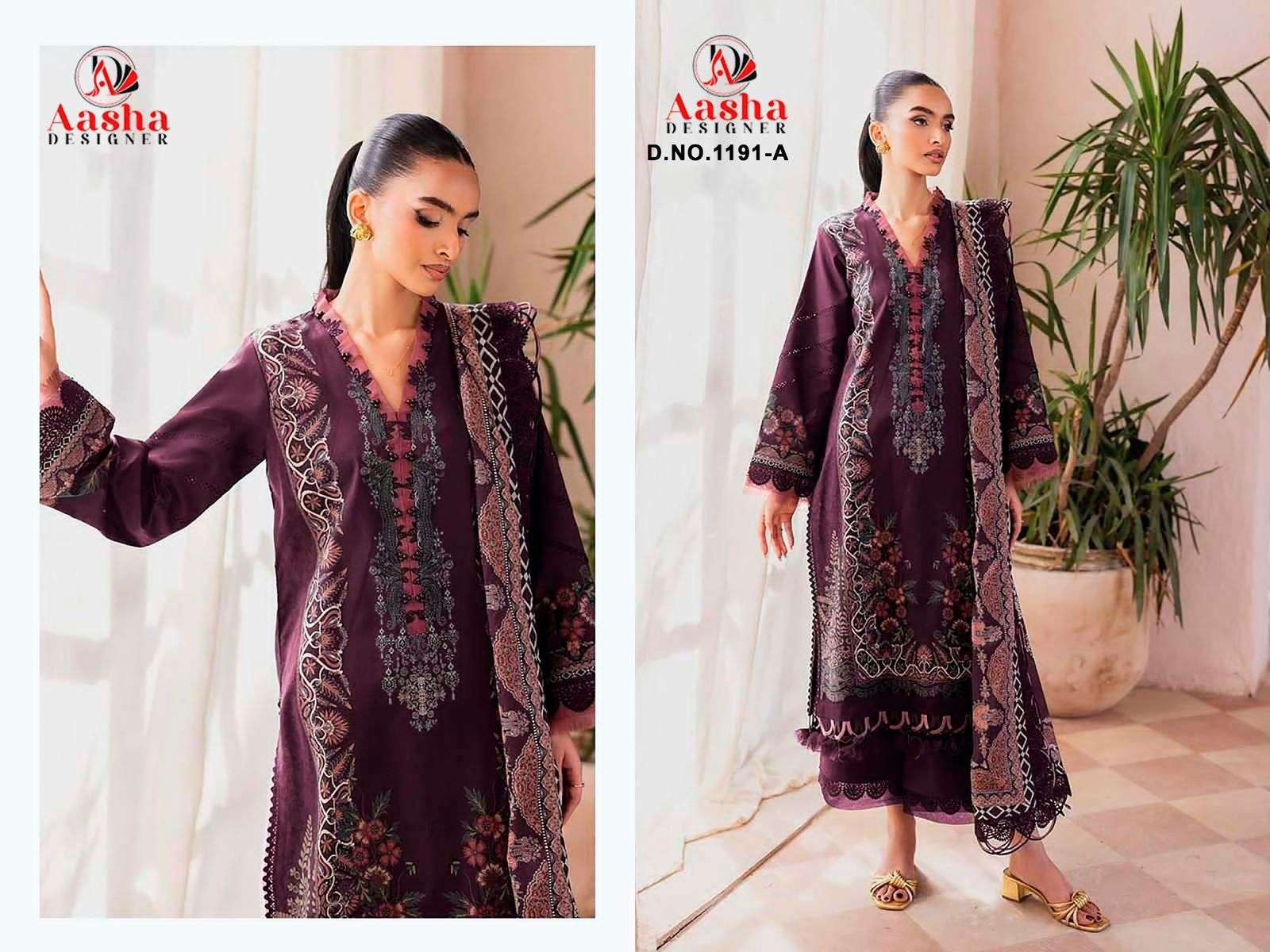 1191 COLOURS BY AASHA DESIGNER FANCY HEAVY COTTON PAKISTANI DRESSES
