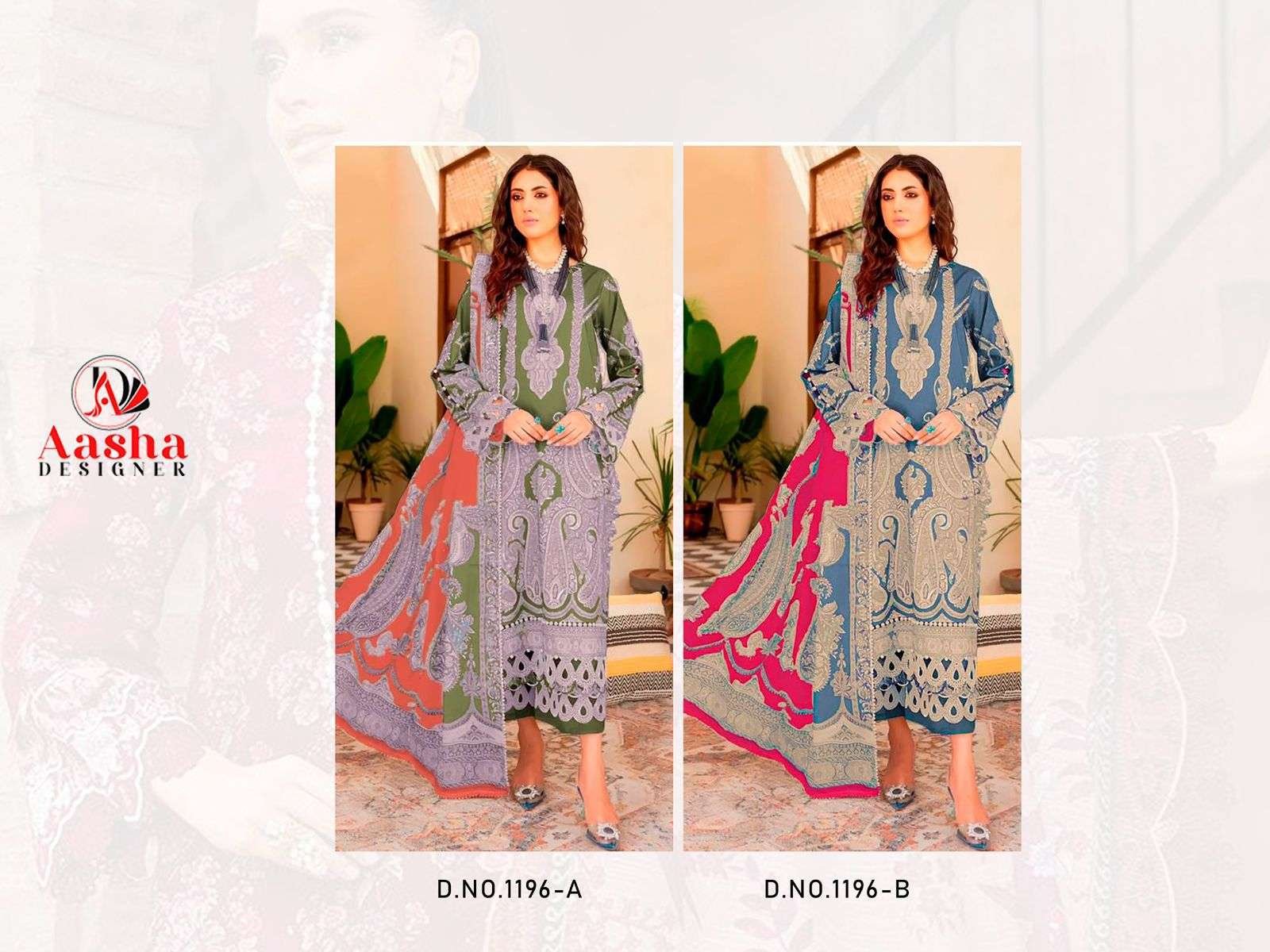 1196 COLOURS BY AASHA DESIGNER FANCY HEAVY COTTON PAKISTANI DRESSES