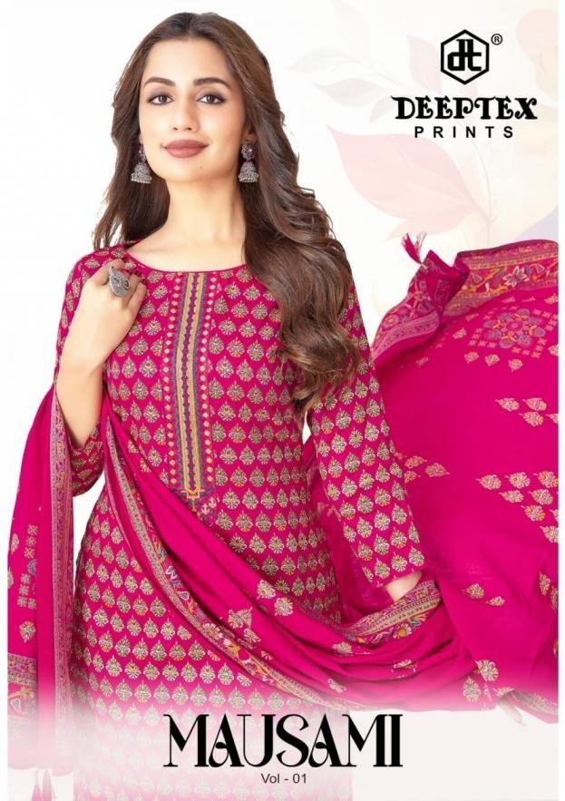 MAUSAMI VOL-1 BY DEEPTEX 1001 TO 1008 SERIES JAM SATIN PRINT DRESSES