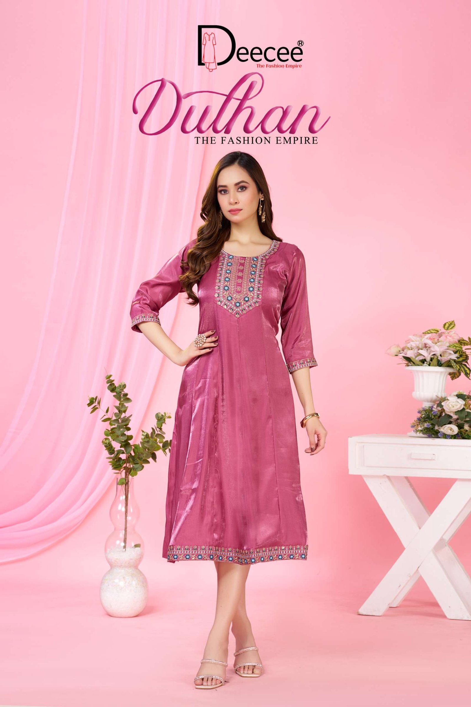 DULHAN BY DEE CEE 101 TO 106 SERIES FANCY DESIGNER ROMAN GLASS KURTIS