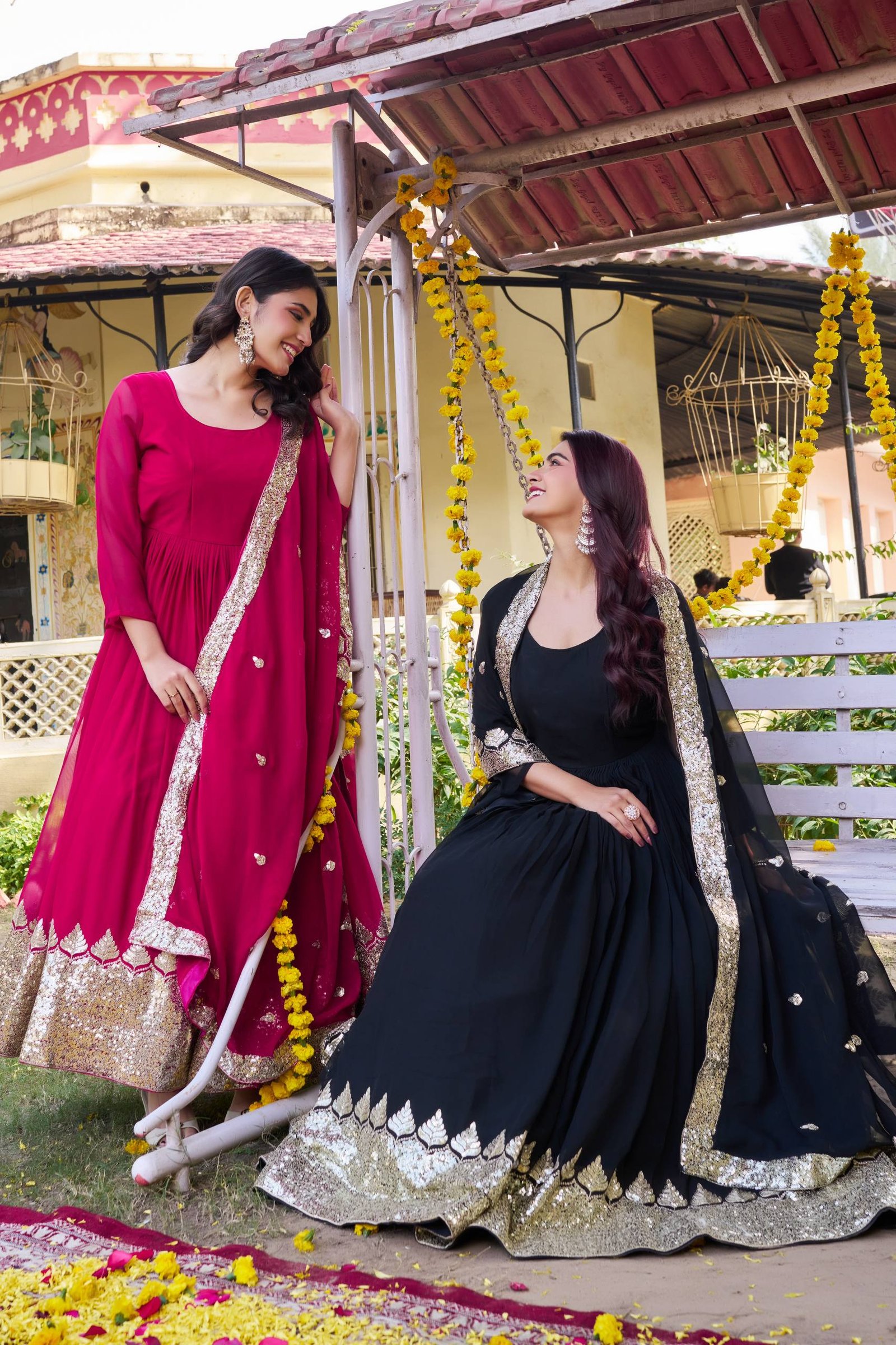 RAM-157 COLOURS BY SUSWANI FANCY FAUX GEORGETTE GOWNS WITH DUPATTA