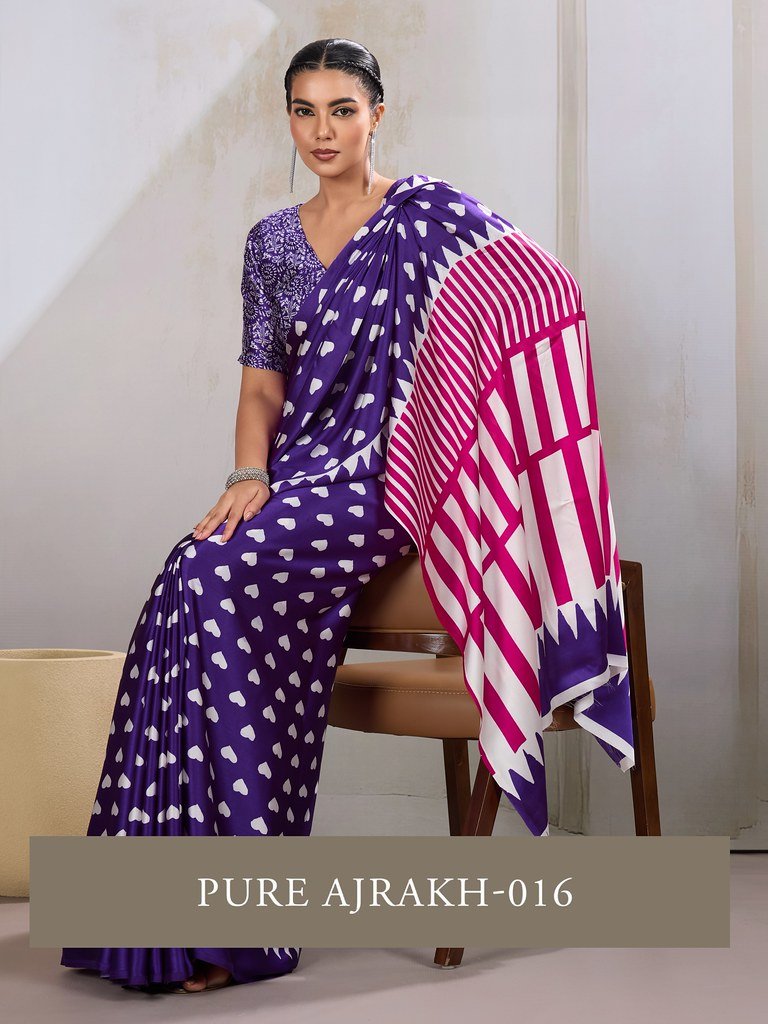 PURE AJRAKH 016 BY RAJTEX 016-A TO 016-F SERIES MODAL SATIN SAREES