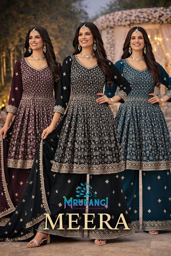 MEERA BY MRUDANGI 808 TO 811 SERIES REAL GEORGETTE STITCHED DRESSES