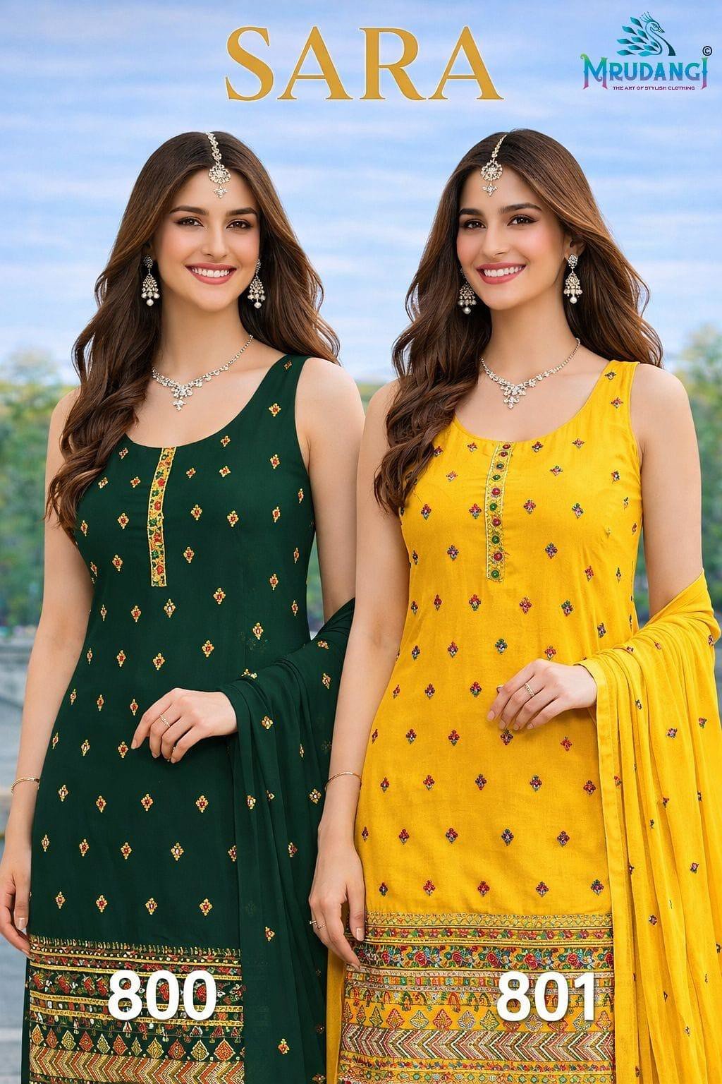 SARA BY MRUDANGI 800 TO 801 SERIES REAL GEORGETTE STITCHED DRESSES