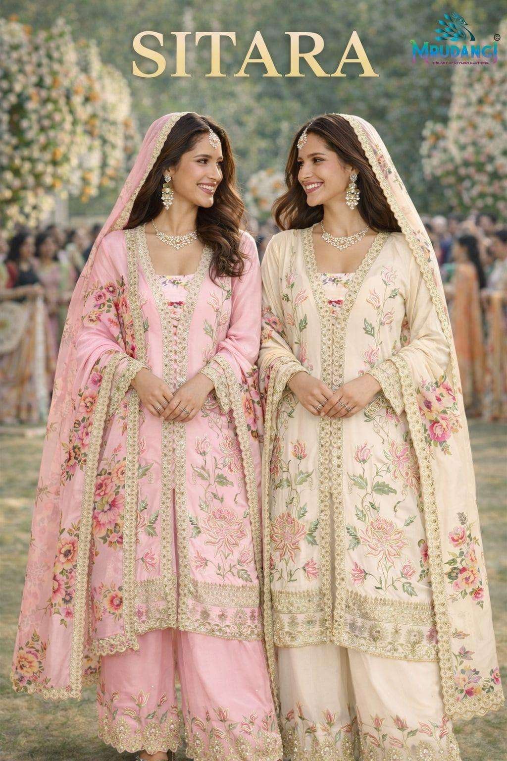 SITARA BY MRUDANGI 798 TO 799 SERIES CHINON SILK STITCHED DRESSES