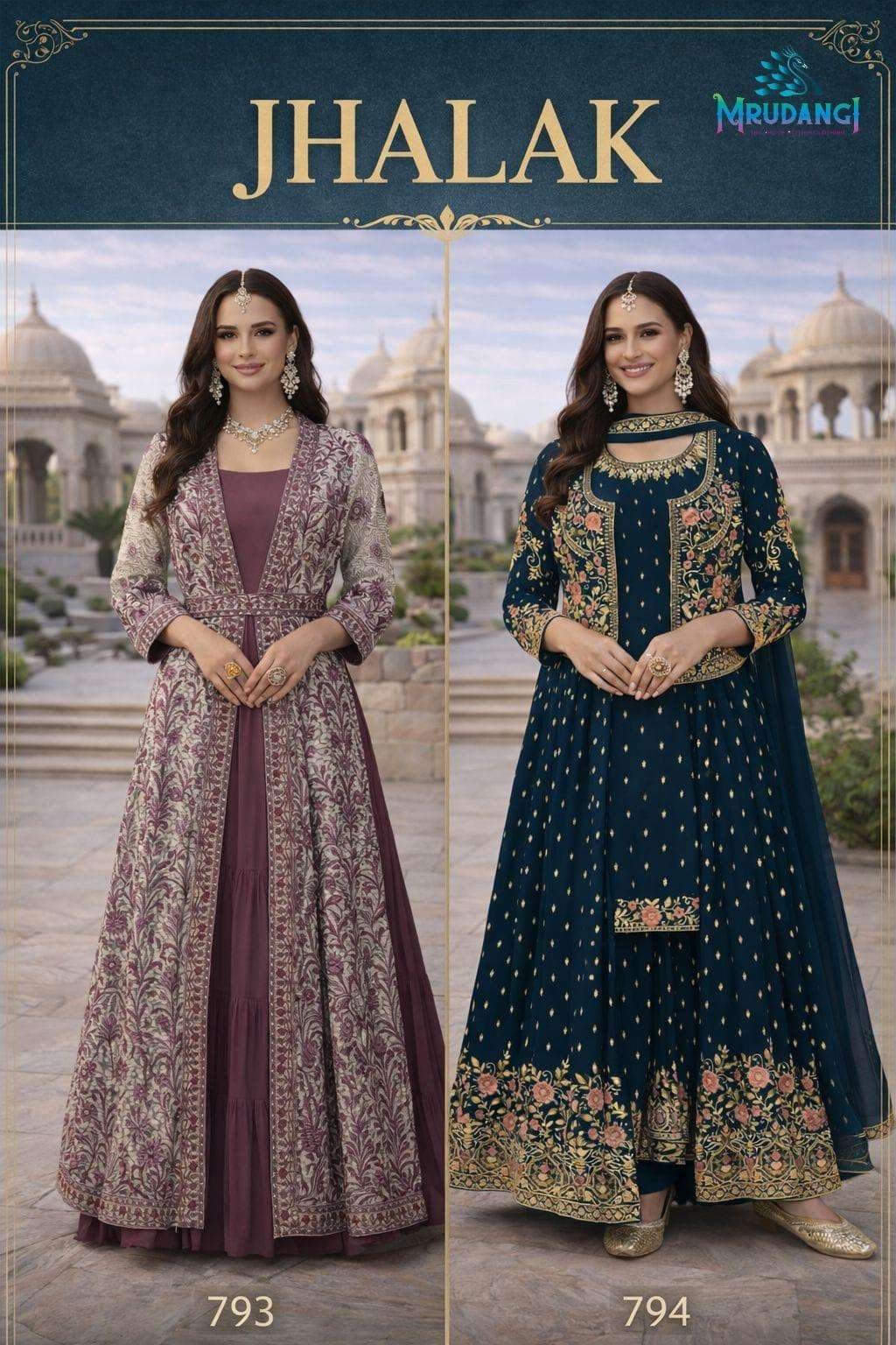 JHALAK BY MRUDANGI 793 TO 794 SERIES CHINON SILK GOWN AND GEORGETTE DRESS