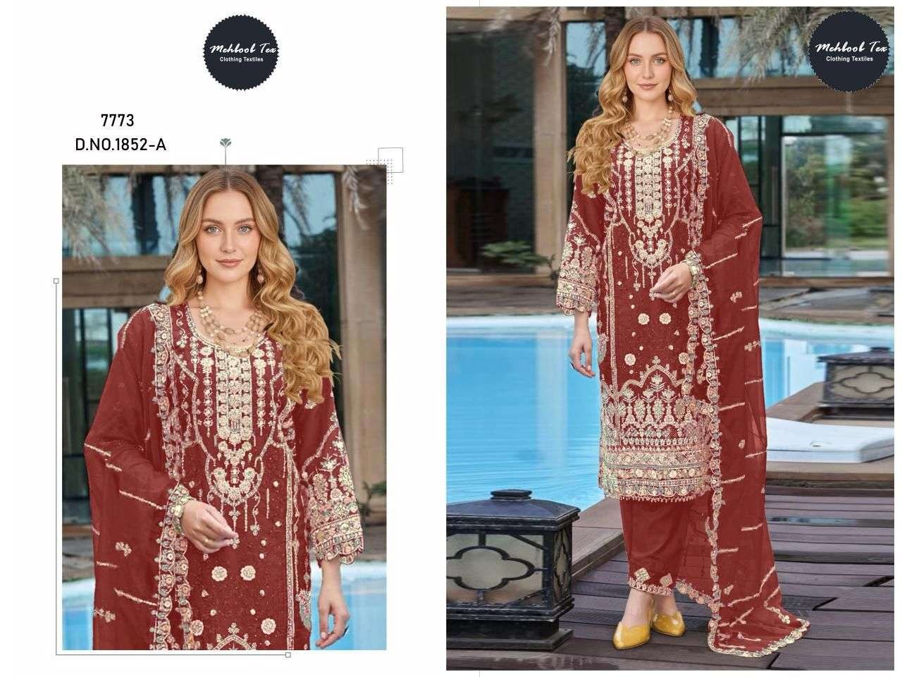 1852 COLOURS BY MEHBOOB TEX FANCY DESIGNER CHIFFON PAKISTANI DRESSES