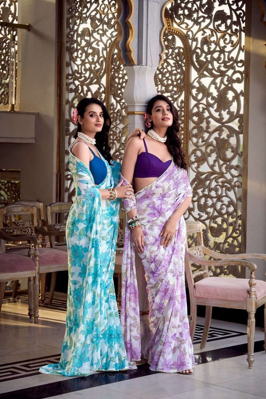7006 COLOURS BY SUSWANI FANCY WEIGHTLESS MARBLE FLORAL PRINT SAREES
