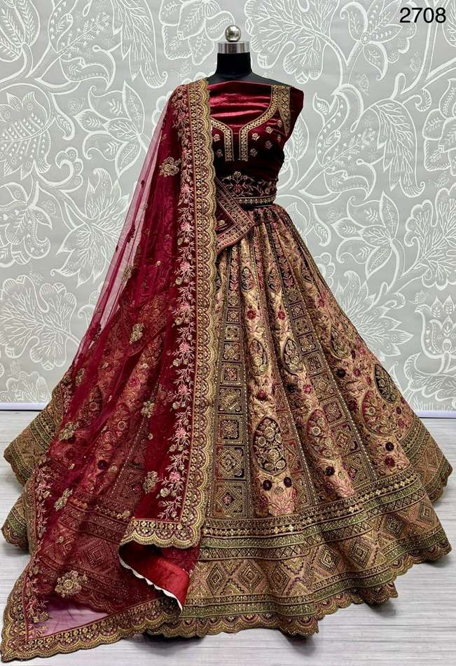 A-2708 HIT DESIGN BY SUSWANI HEAVY DESIGNER SILK VELVET BRIDAL LEHENGA