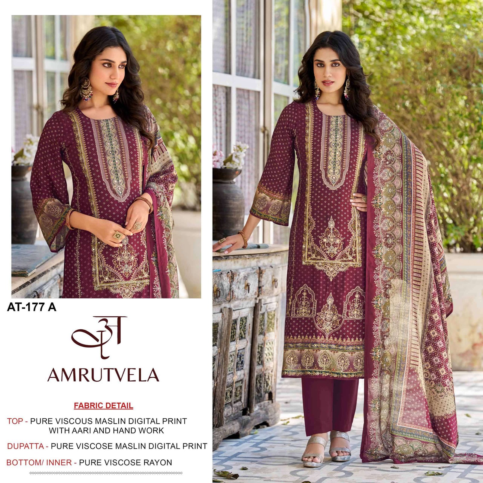 AT-177 COLOURS BY AMRUTVELA VISCOSE MUSLIN PRINT PAKISTANI DRESSES