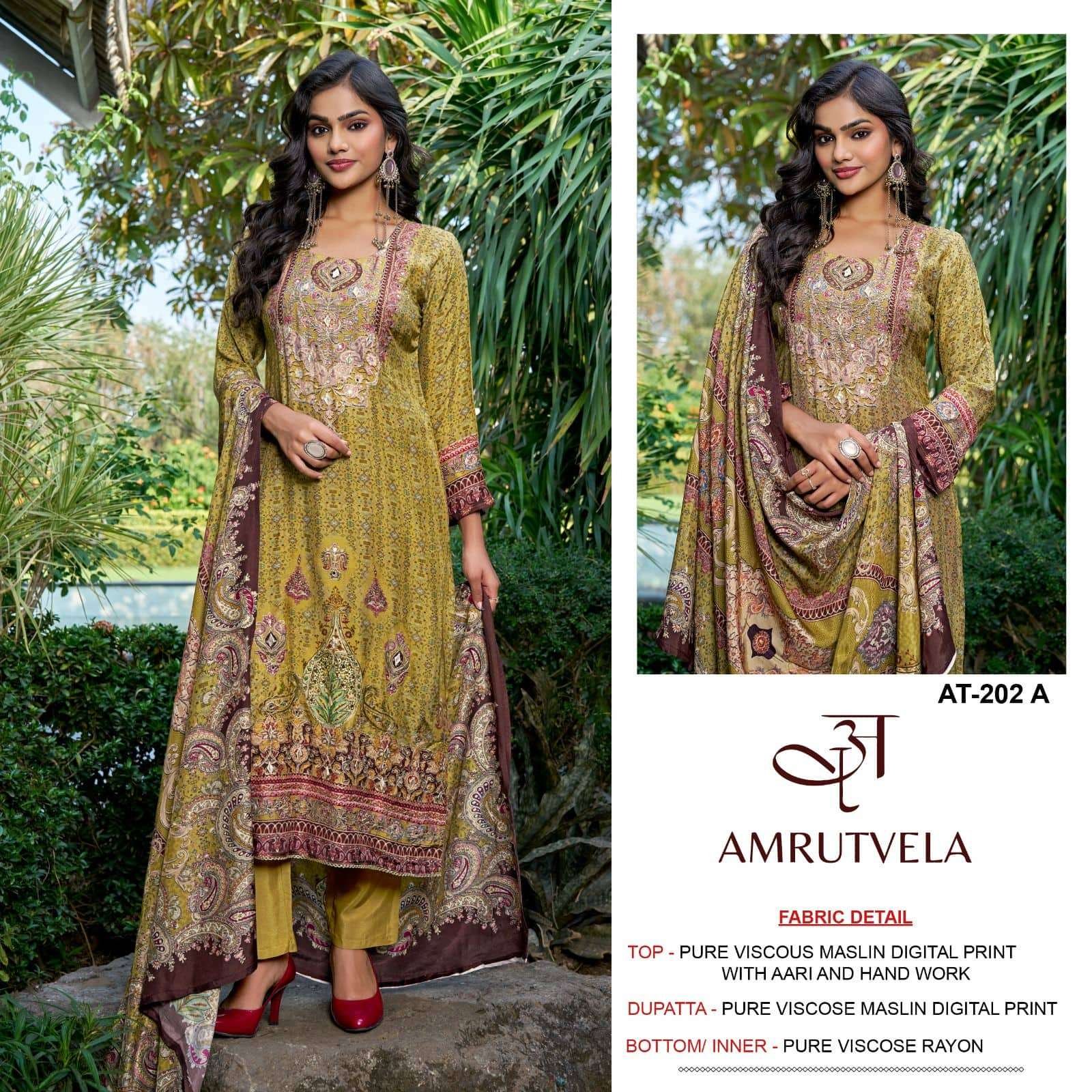 AT-202 COLOURS BY AMRUTVELA VISCOSE MUSLIN PRINT PAKISTANI DRESSES