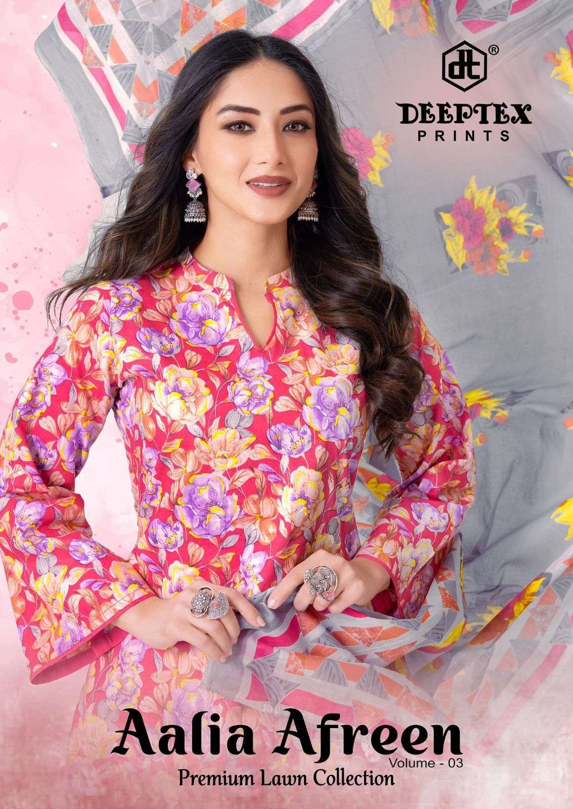 AALIA AFREEN VOL-3 BY DEEPTEX 3001 TO 3008 SERIES COTTON PRINT DRESSES
