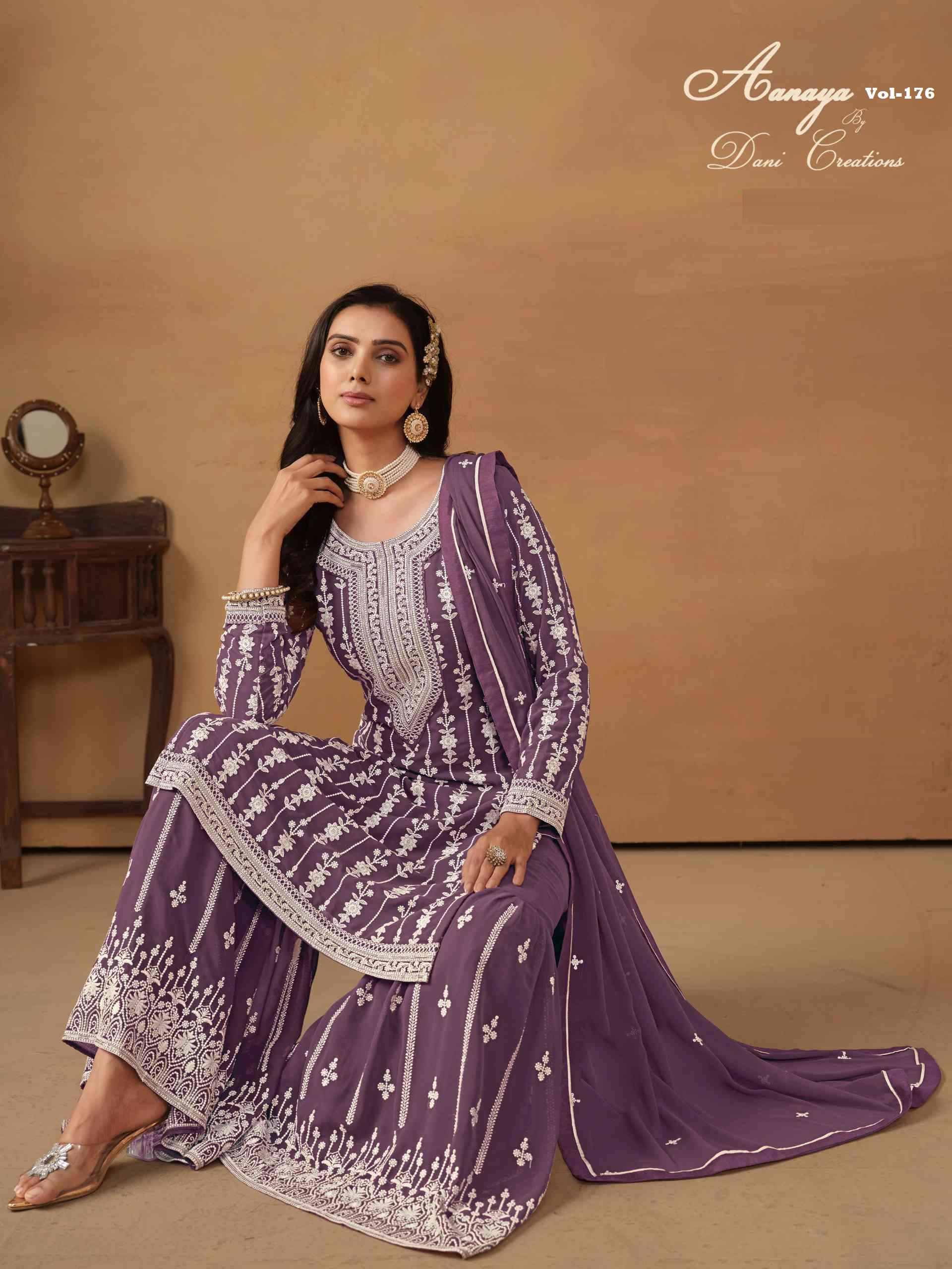 AANAYA VOL-176 BY DANI CREATIONS 7601 TO 7604 SERIES FAUX GEORGETTE DRESSES