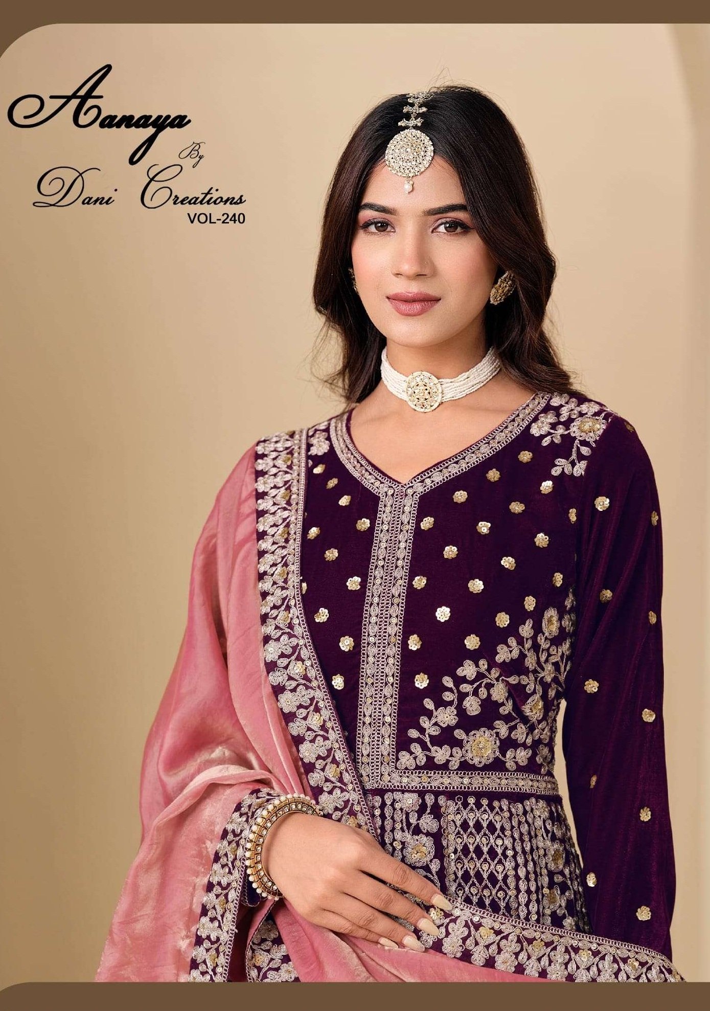 AANAYA VOL-240 BY DANI CREATIONS 240-A TO 240-D SERIES VELVET DRESSES