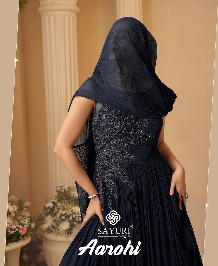 AAROHI BY SAYURI 5885 TO 5887 SERIES DESIGNER REAL CHINON SILK GOWNS