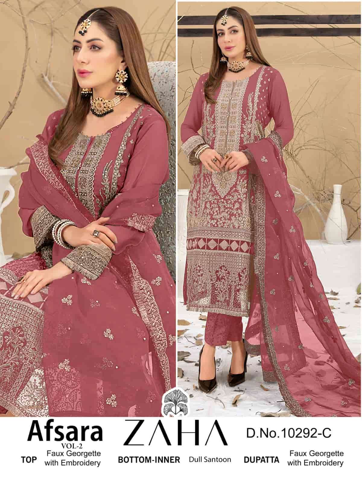 AFSARA VOL-2 BY ZAHA 10292-A TO 10292-D SERIES FAUX GEORGETTE DRESSES