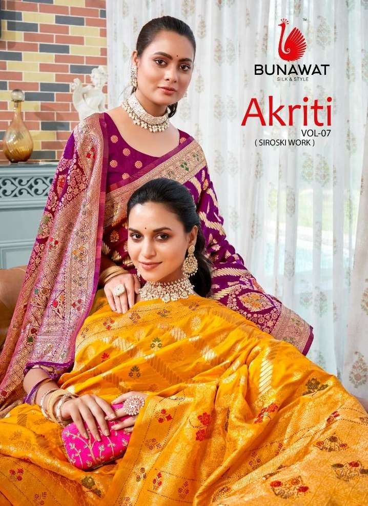 AKRITI VOL-7 BY BUNAWAT 1001 TO 1006 SERIES DESIGNER SILK SAREES