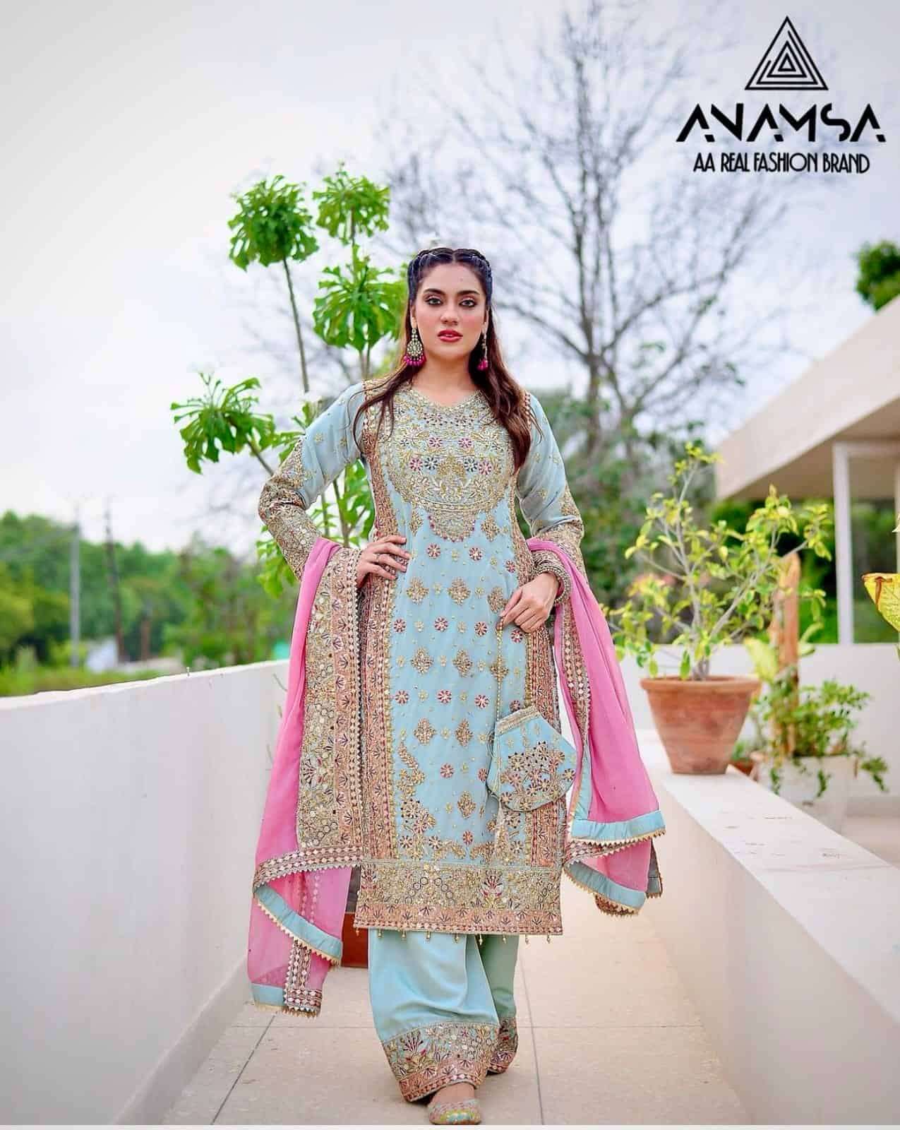 ANAMSA 516 BY ANAMSA HEAVY FAUX GEORGETTE EMBROIDERED PAKISTANI DRESS