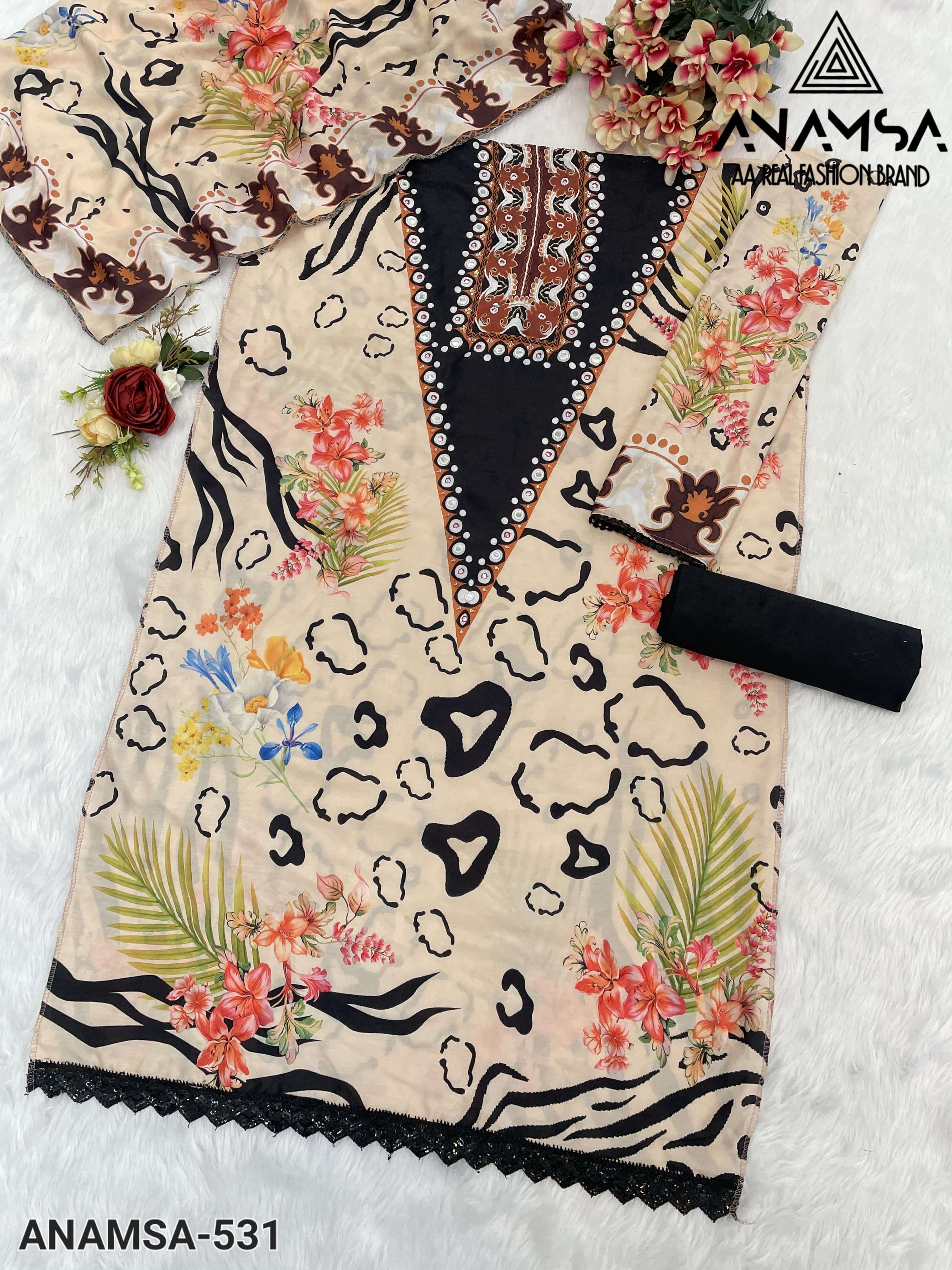 ANAMSA 531 BY ANAMSA MUSLIN COTTON DIGITAL PRINTED PAKISTANI DRESS