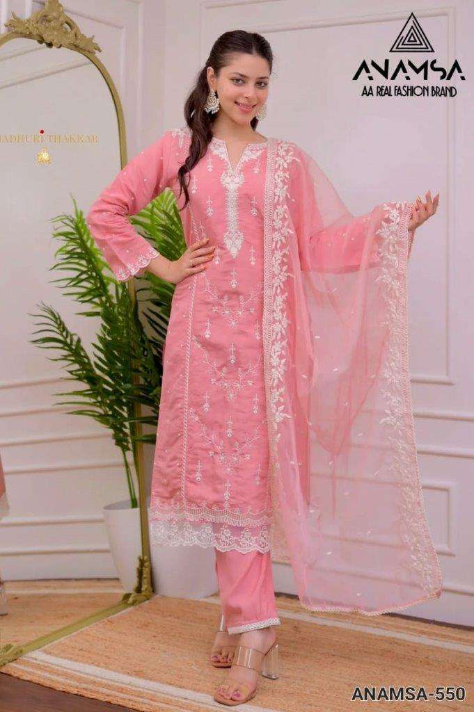 ANAMSA 550 BY ANAMSA FANCY RAYON EMBROIDERED STITCHED PAKISTANI DRESS