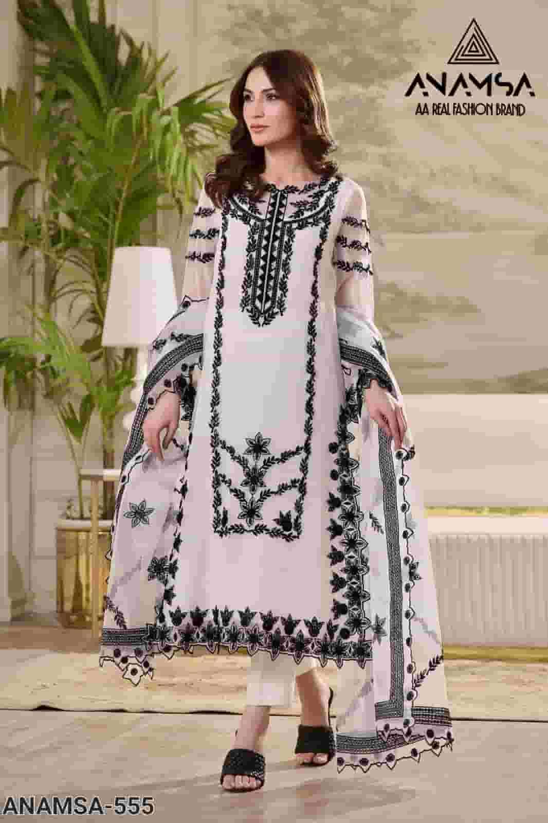 ANAMSA 555 BY ANAMSA FANCY FAUX GEORGETTE STITCHED PAKISTANI DRESS