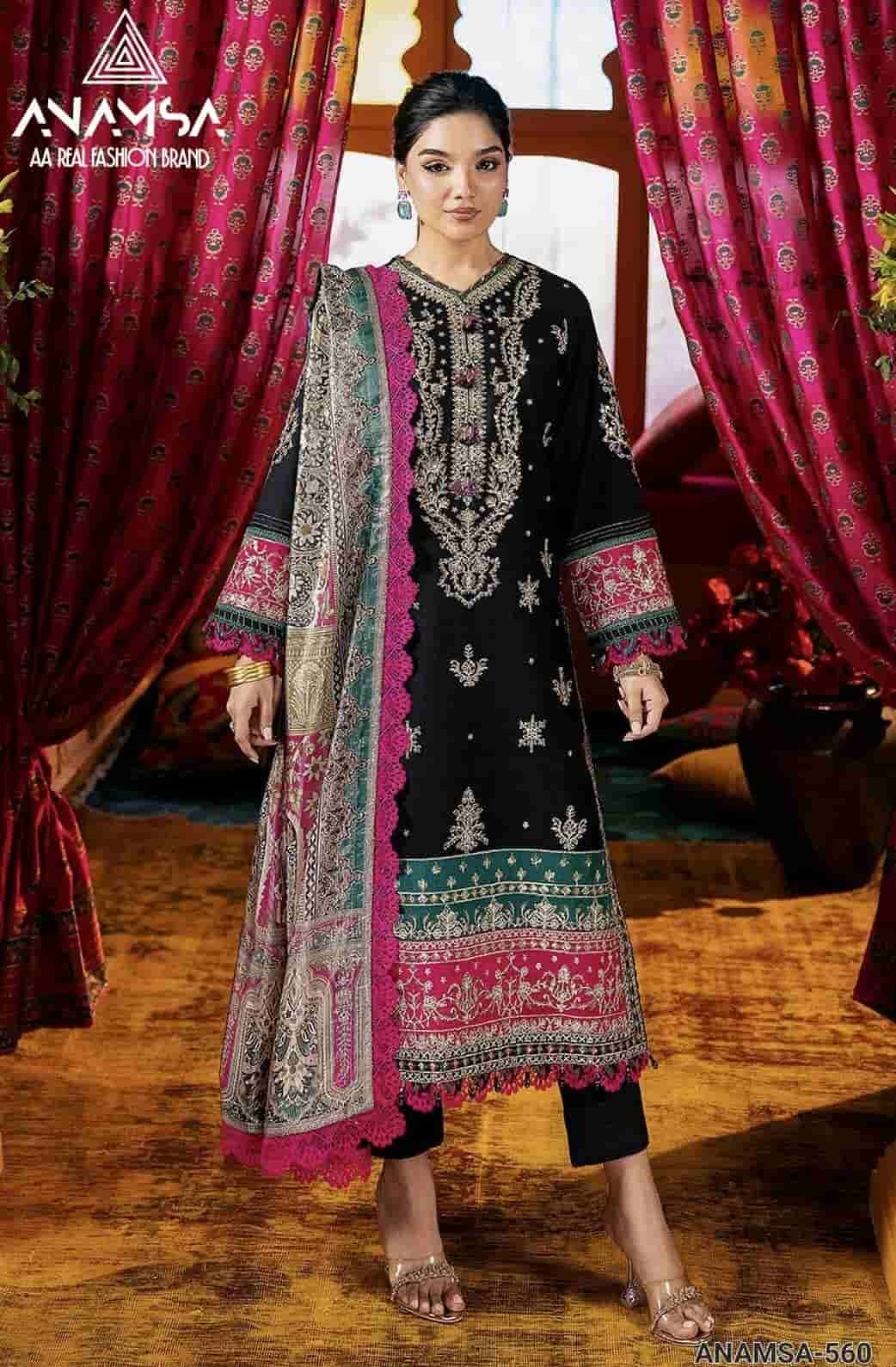 ANAMSA 560 BY ANAMSA FANCY DESIGNER RAYON COTTON PAKISTANI DRESS