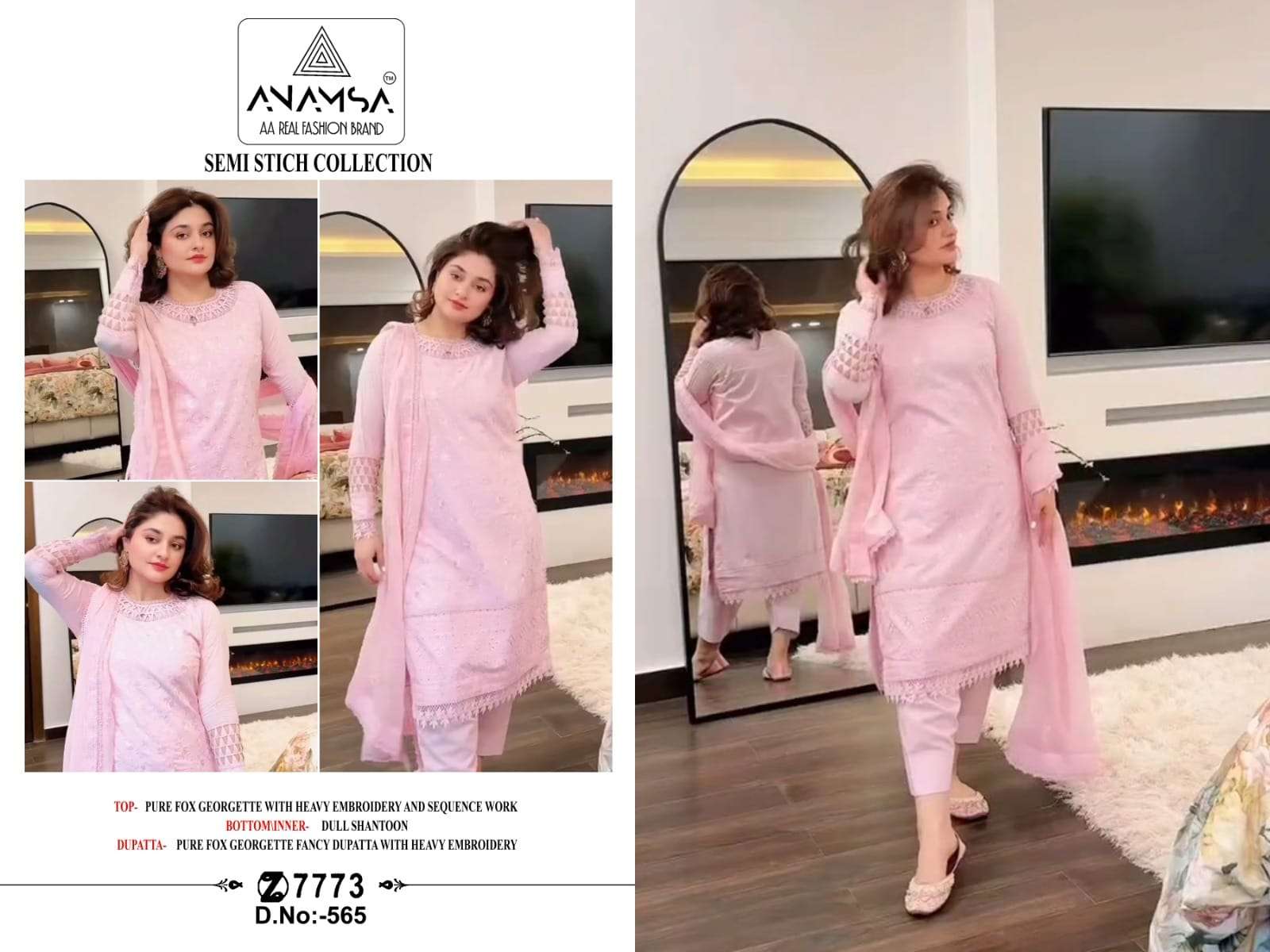 ANAMSA 565 BY ANAMSA HEAVY DESIGNER FAUX GEORGETTE PAKISTANI DRESS