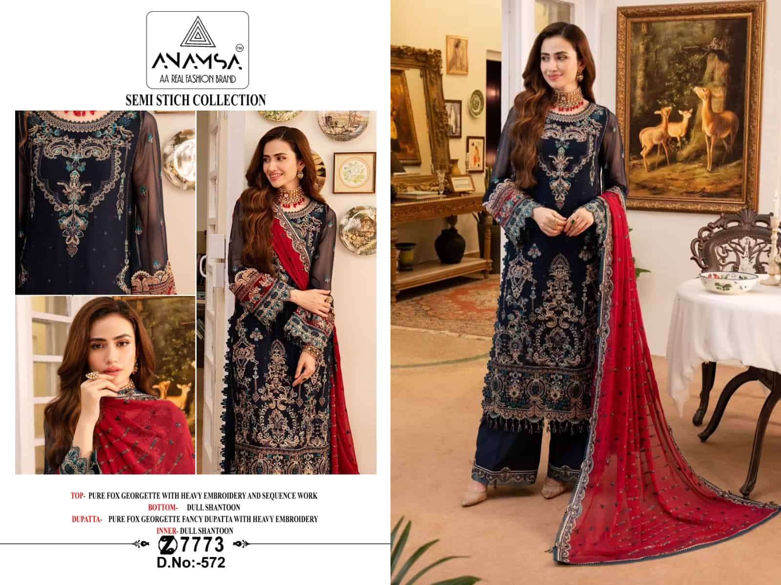 ANAMSA 572 BY ANAMSA HEAVY DESIGNER FAUX GEORGETTE PAKISTANI DRESS