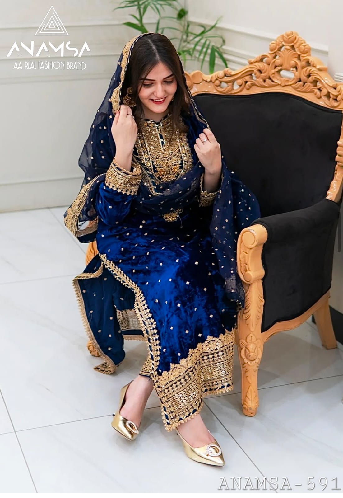 ANAMSA 591 BY ANAMSA HEAVY DEISGNER 9000 VELVET PAKISTANI DRESS