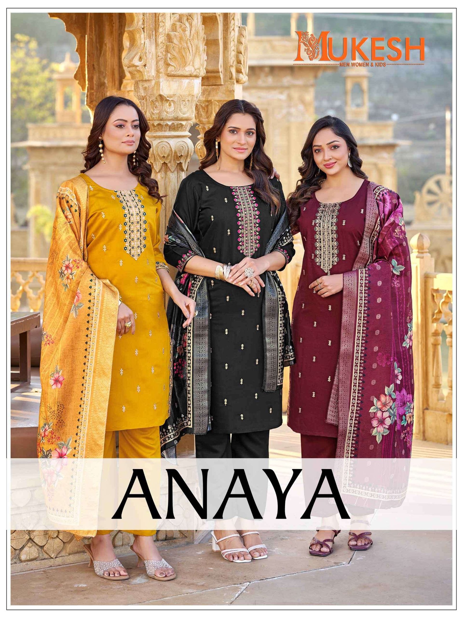 ANAYA BY MUKESH 1001 TO 1008 SERIES GADHWAL SILK STITCHED DRESSES