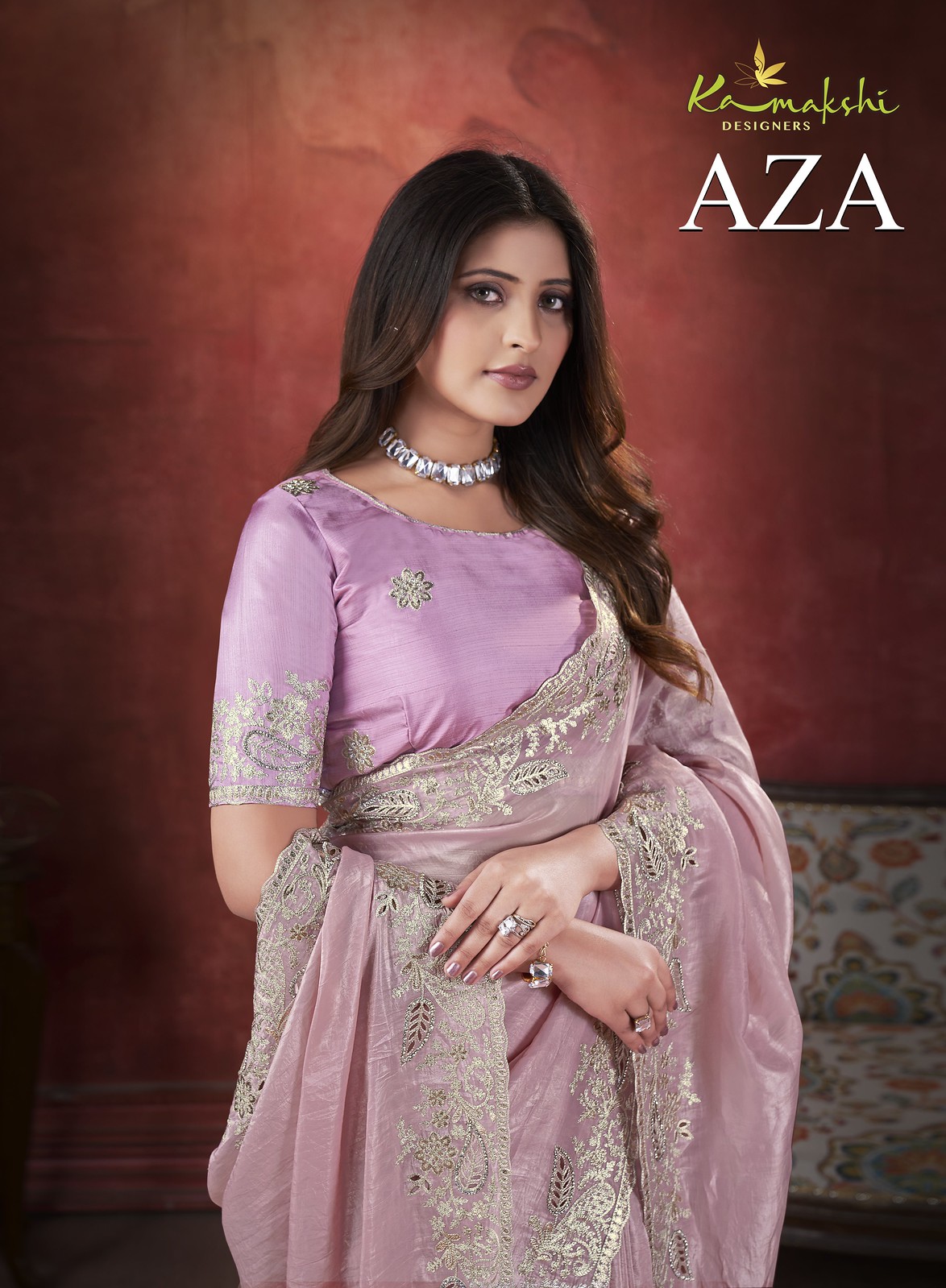 AZA BY KAMAKSHI 2401 TO 2409 SERIES PURE CRUSH TYPE SOFT SILK SAREES