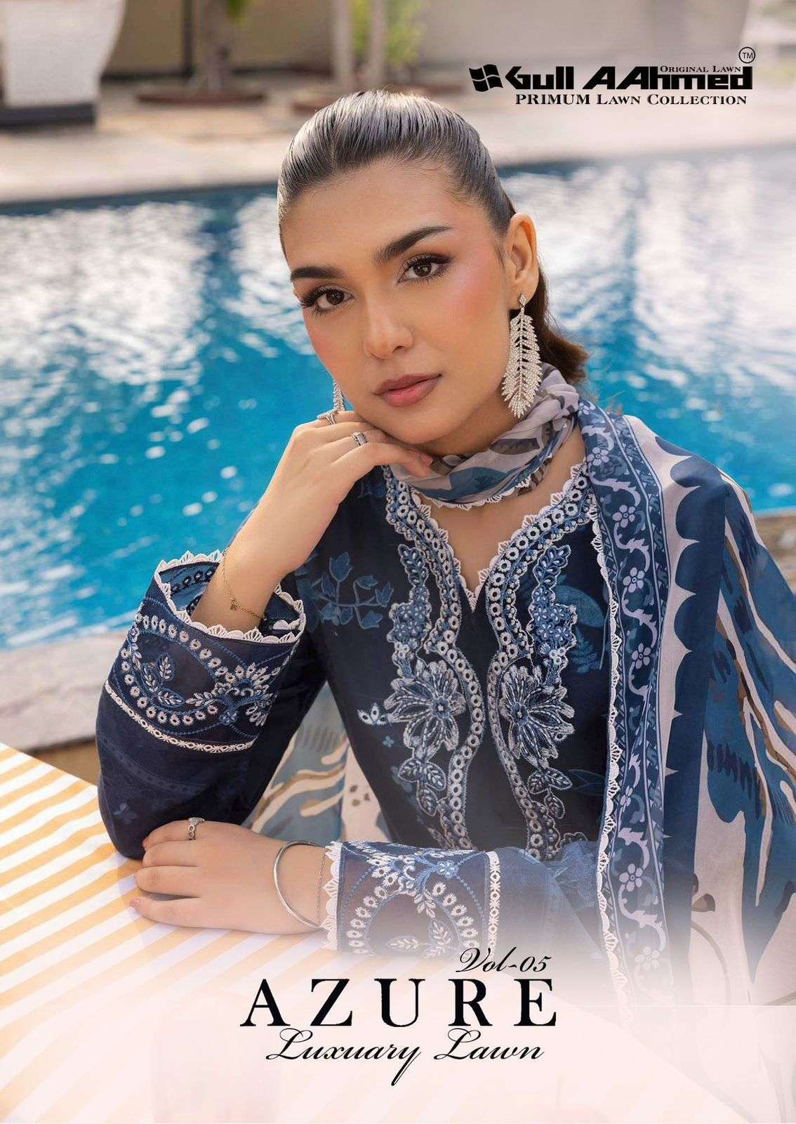 AZURE VOL-5 BY GULL AAHMED 5001 TO 5006 SERIES COTTON PAKISTANI DRESSES