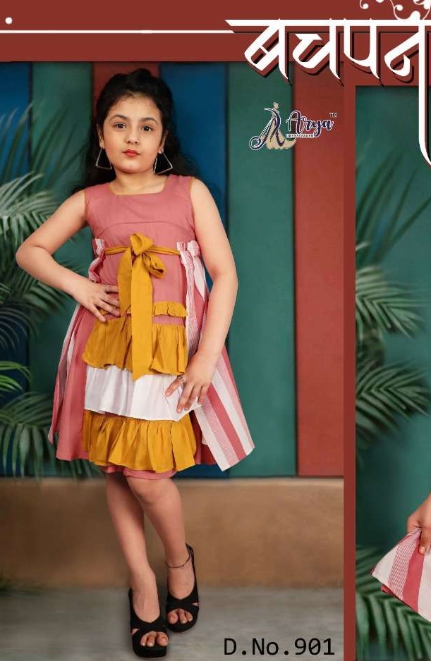 BACHPAN BY ARYA DRESS MAKER COTTON PRINTED WESTERN KIDS FROCKS