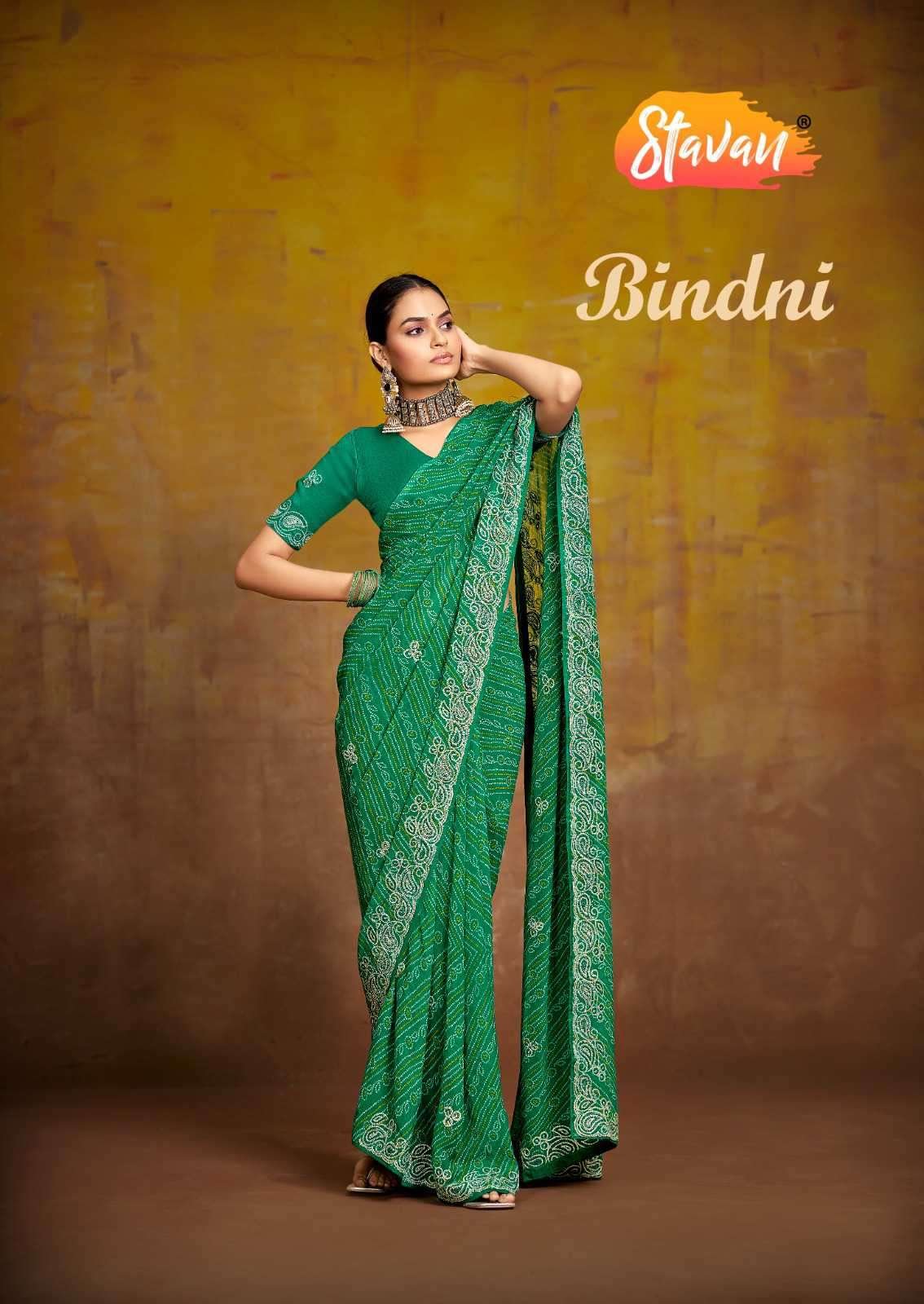BINDNI BY STAVAN 1001 TO 1005 SERIES FANCY DESIGNER GEORGETTE SAREES