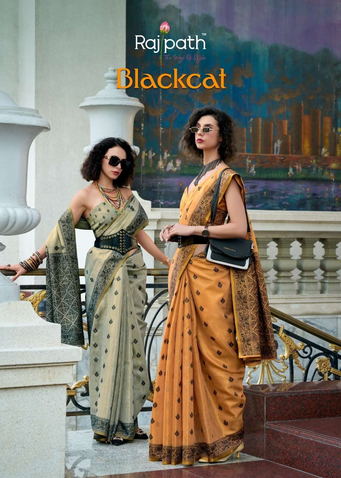 BLACK CAT BY RAJPATH 960001 TO 960006 SERIES LINEN TISSUE SAREES