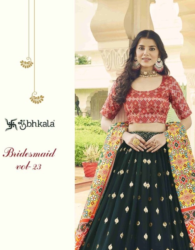 BRIDESMAID VOL-23 BY SHUBHKALA 2191 TO 2198 SERIES GEORGETTE LEHENGAS