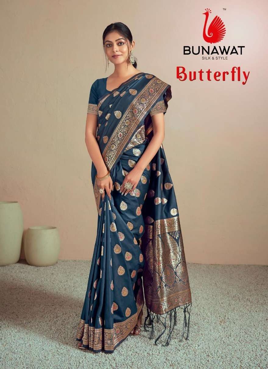 BUTTERFLY BY BUNAWAT 1001 TO 1006 SERIES FANCY DESIGNER SILK SAREES