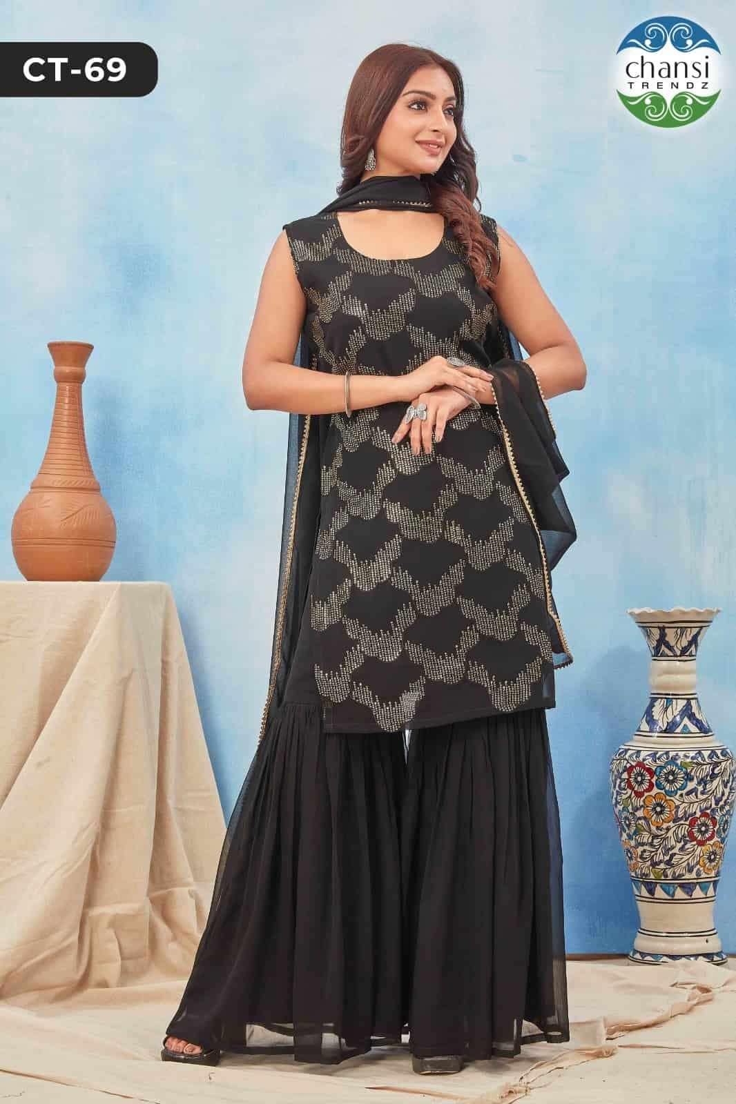 CT-69 BY CHANSI TRENDZ FANCY DESIGNER GEORGETTE STITCHED DRESS