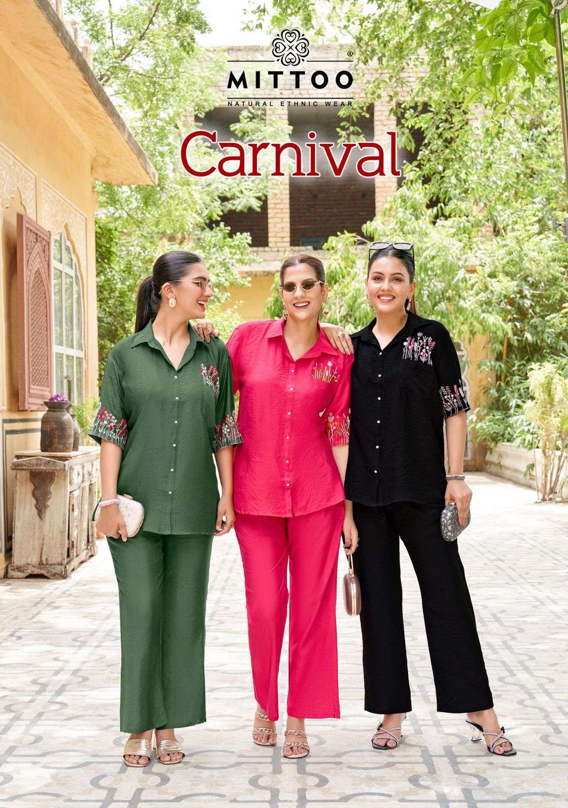 CARNIVAL BY MITTOO 4001 TO 4006 SERIES VISCOSE WEAVING CO-ORD SET