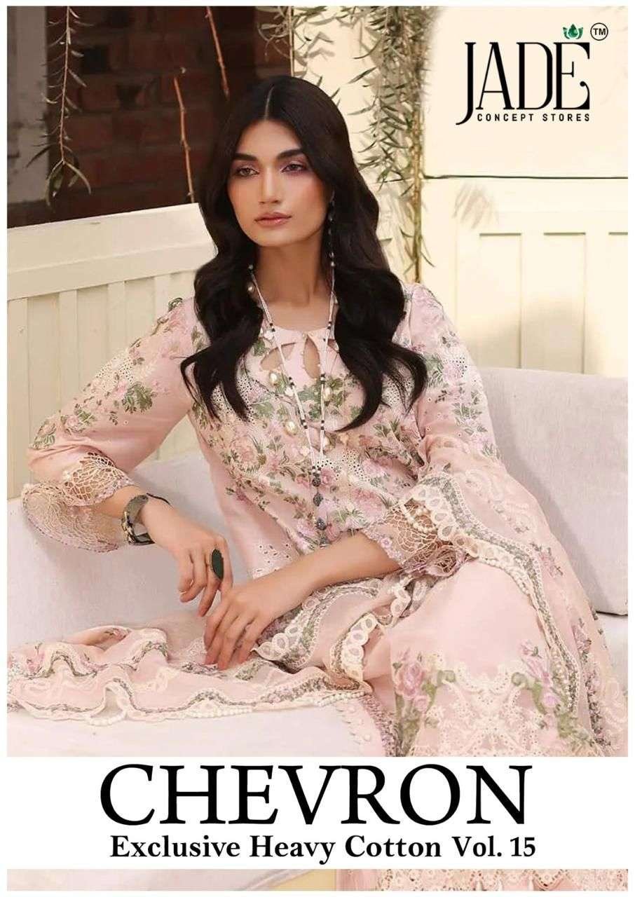 CHEVRON EXCLUSIVE HEAVY COTTON VOL-15 BY JADE 141 TO 146 SERIES PAKISTANI DRESSES