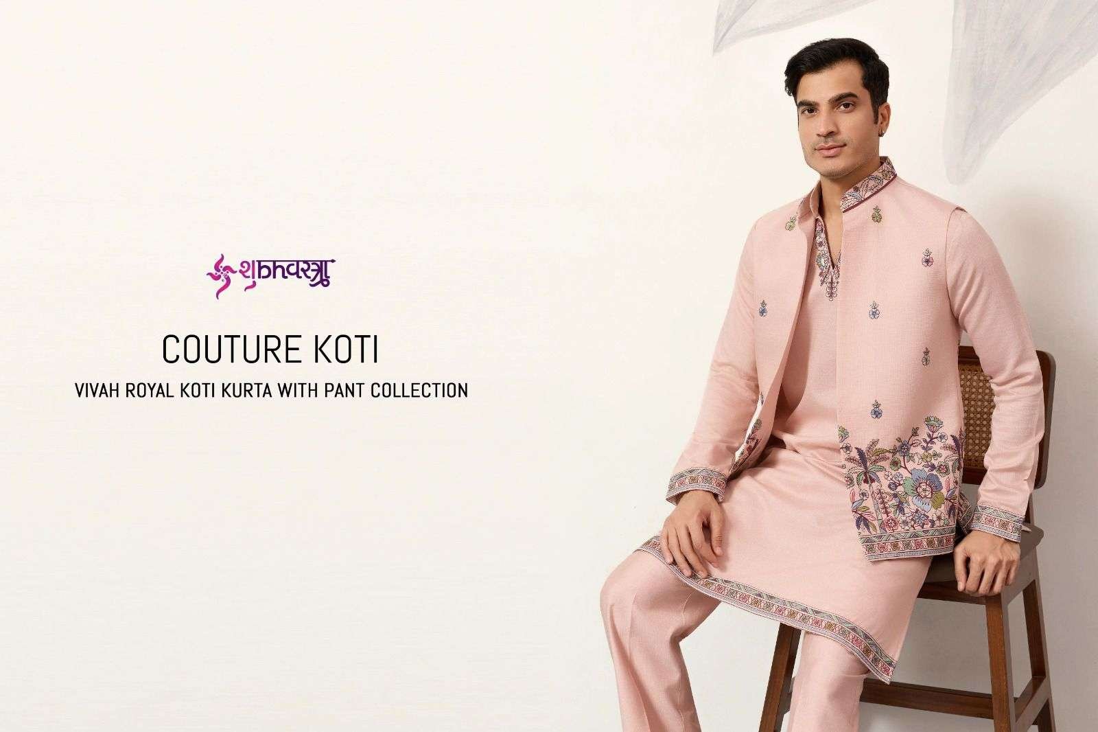 COUTURE KOTI BY SHUBHVASTRA 61651 TO 61655 SERIES SILK MENS KURTA PYJAMA WITH KOTI