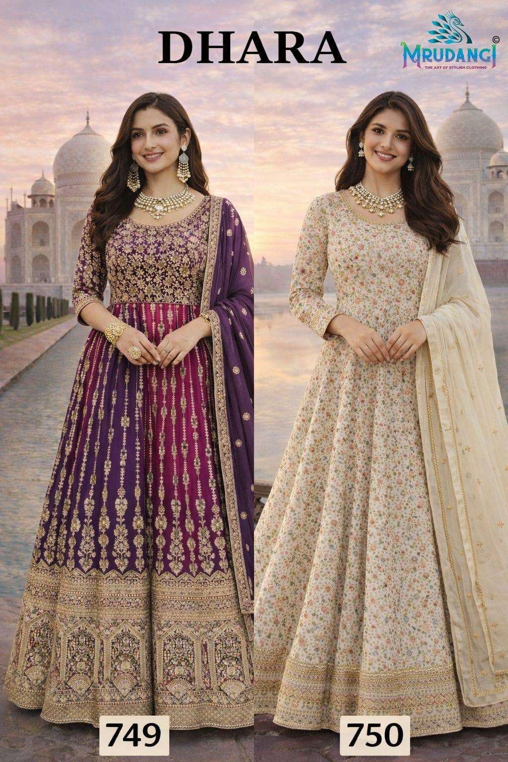 DHARA BY MRUDANGI 749 TO 750 SERIES HEAVY PREMIUM GEORGETTE GOWNS