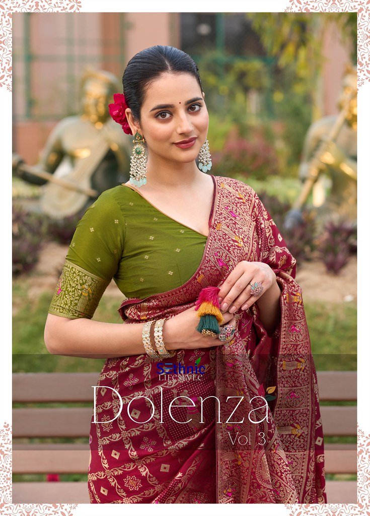 DOLENZA VOL-3 BY SETHNIC 77011 TO 77015 SERIES PURE DOLA SILK SAREES