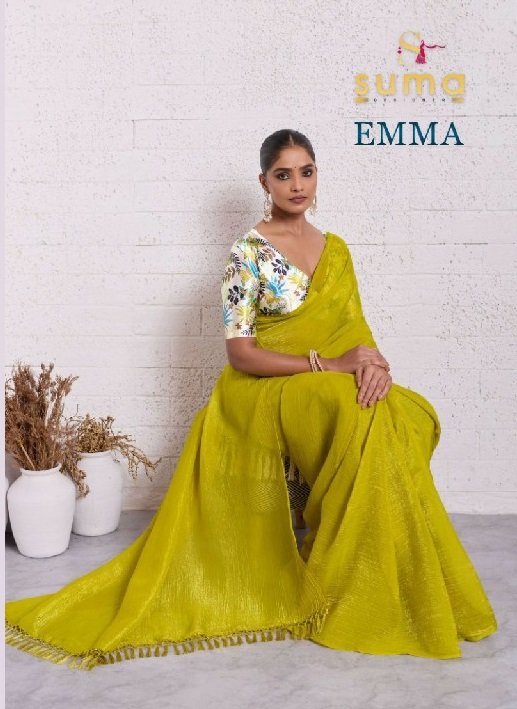 EMMA BY SUMA 16001 TO 16008 SERIES FANCY DESIGNER PURE CRUNCHY SAREES