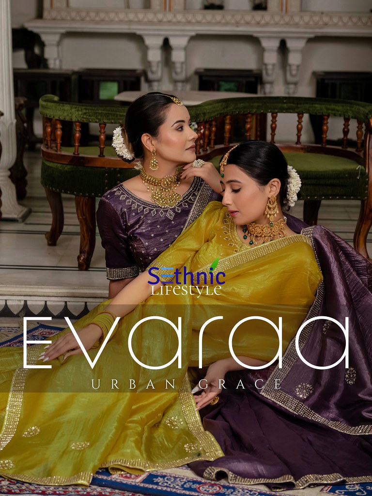 EVARAA BY SETHNIC 78001 TO 78004 SERIES FANCY GOLD CRUSH SAREES