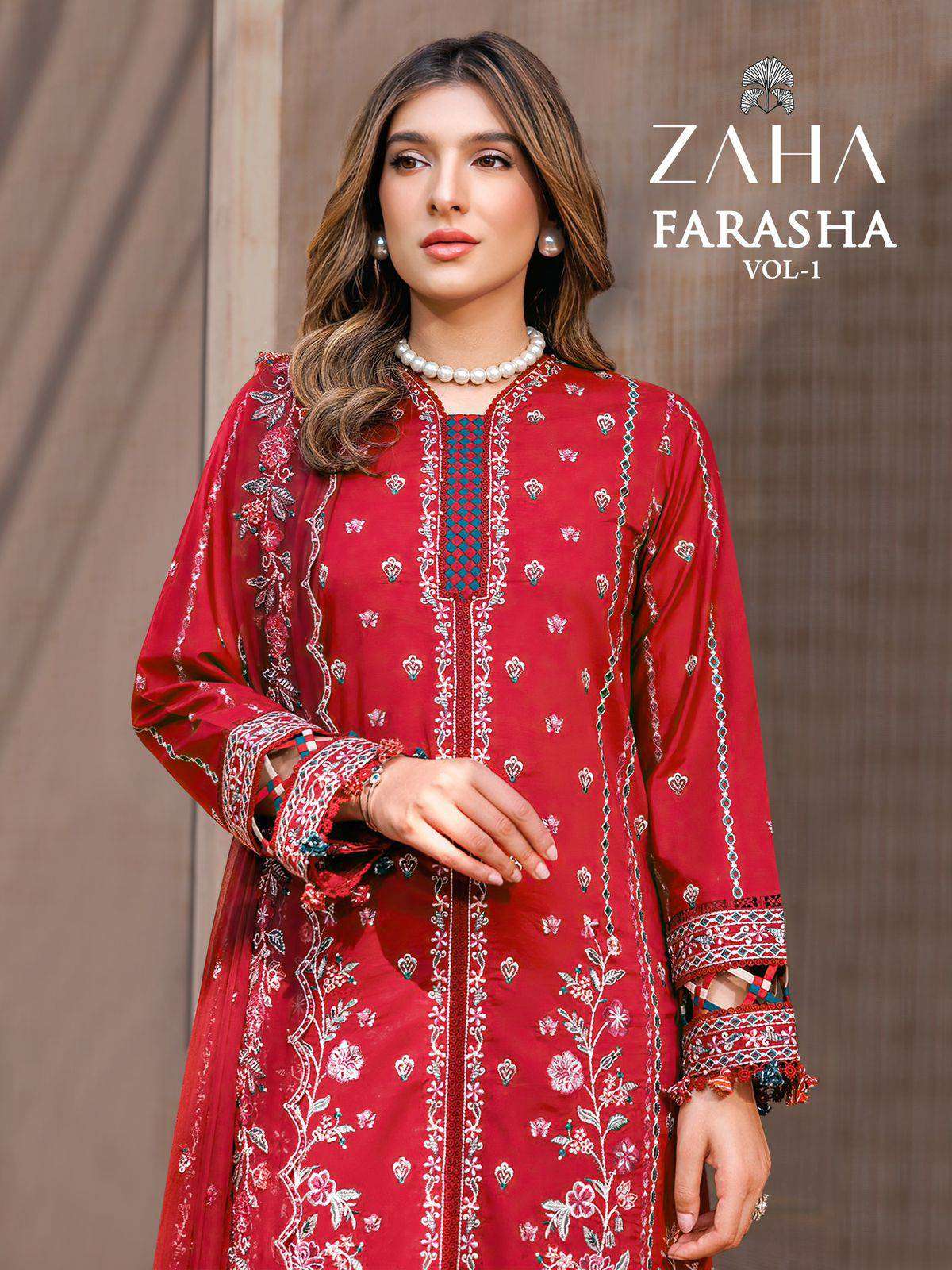 FARASHA VOL-1 BY ZAHA 10314 TO 103147 SERIES CAMBRIC COTTON DRESSES