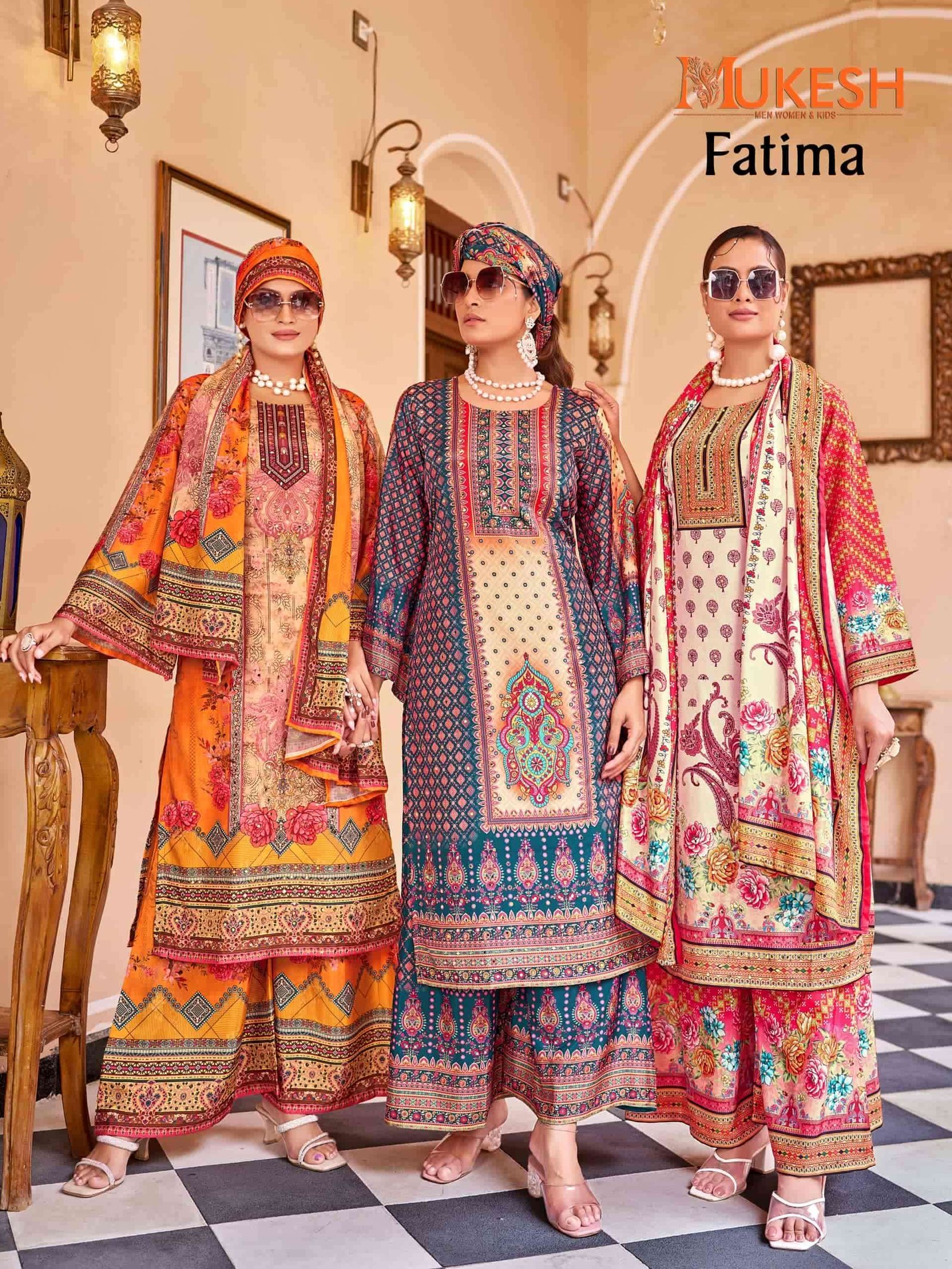 FATIMA BY MUKESH 1001 TO 1008 SERIES CREPE SILK STITCHED DRESSES