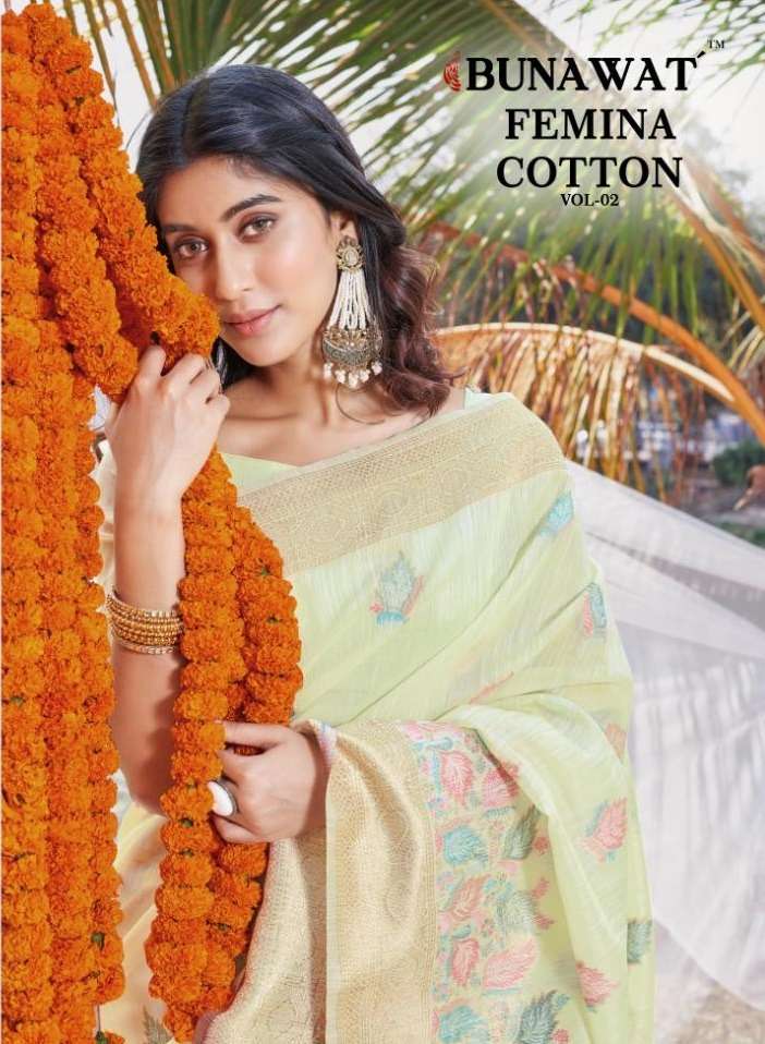 FEMINA COTTON VOL-2 BY BUNAWAT 10485 TO 10490 SERIES FANCY DESIGNER COTTON SAREES