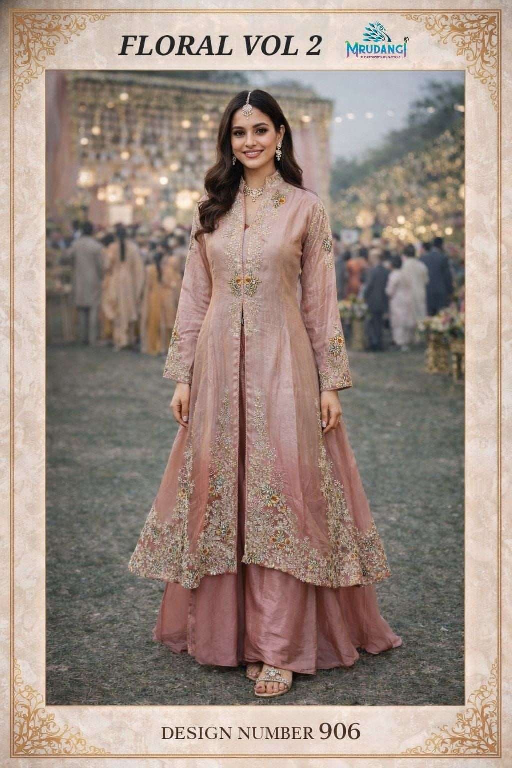 FLORAL VOL-2 BY MRUDANGI 906 SERIES PREMIUM REAL ORGANZA SILK GOWN