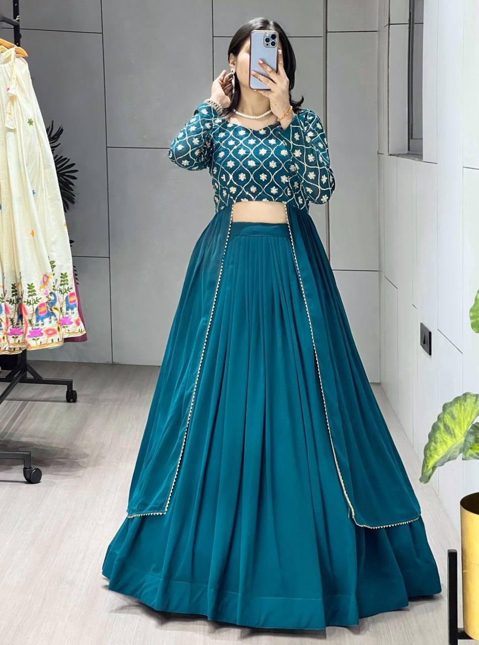 GRTN-8126-TEAL BY SUSWANI FANCY DESIGNER HEAVY GEORGETTE LEHENGA
